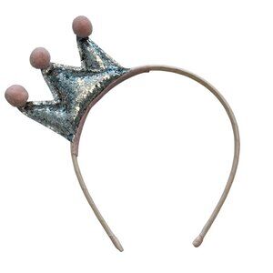 Sparkly Princess Crown Headband With Glitter & Pink Pom-Poms Ideal For Kids Dres
